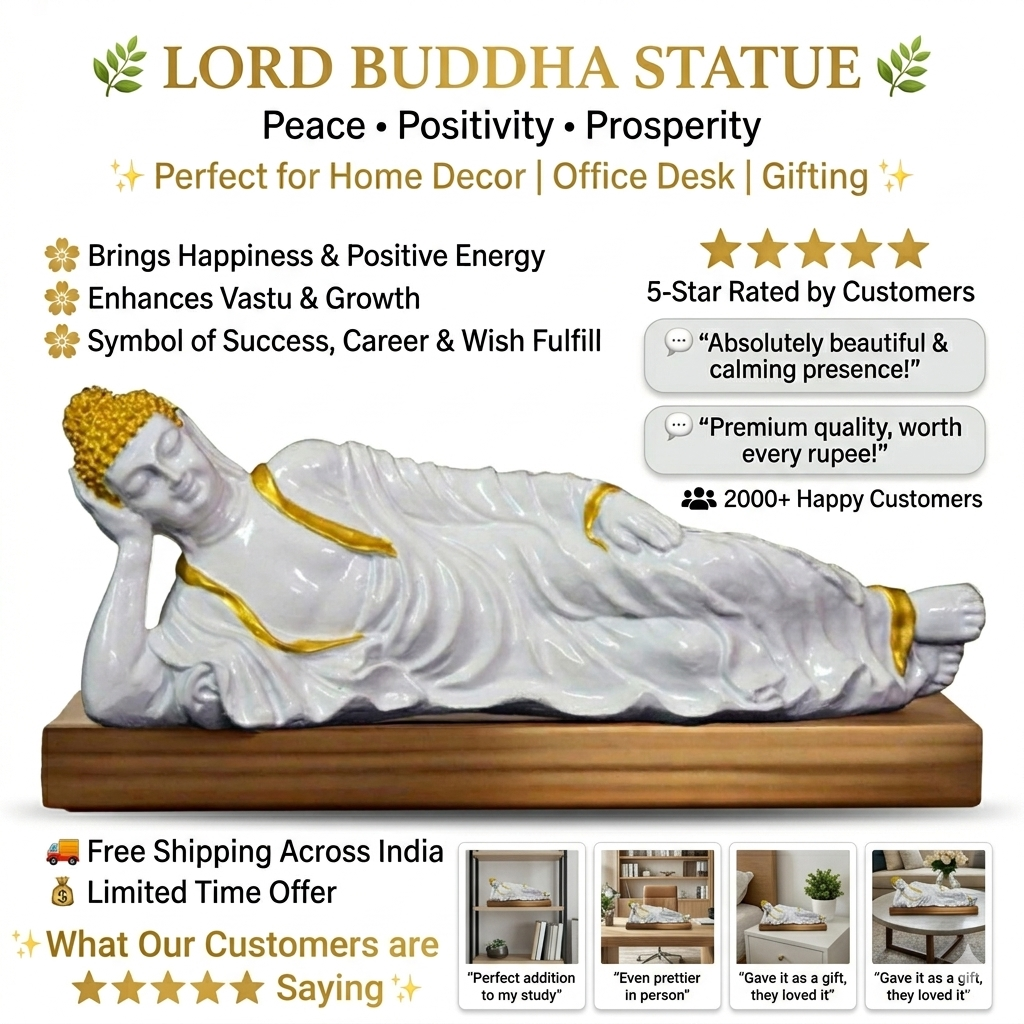 Lord Buddha Statue for Home Decor, Office Desk, Vastu Showpiece & Gift Item | Positive Energy Idol | Free Shipping
