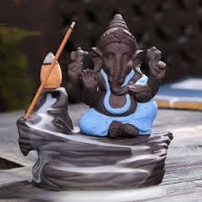 Lord Ganesha Polyresin statue with smoke fountain, 10 incense cones free