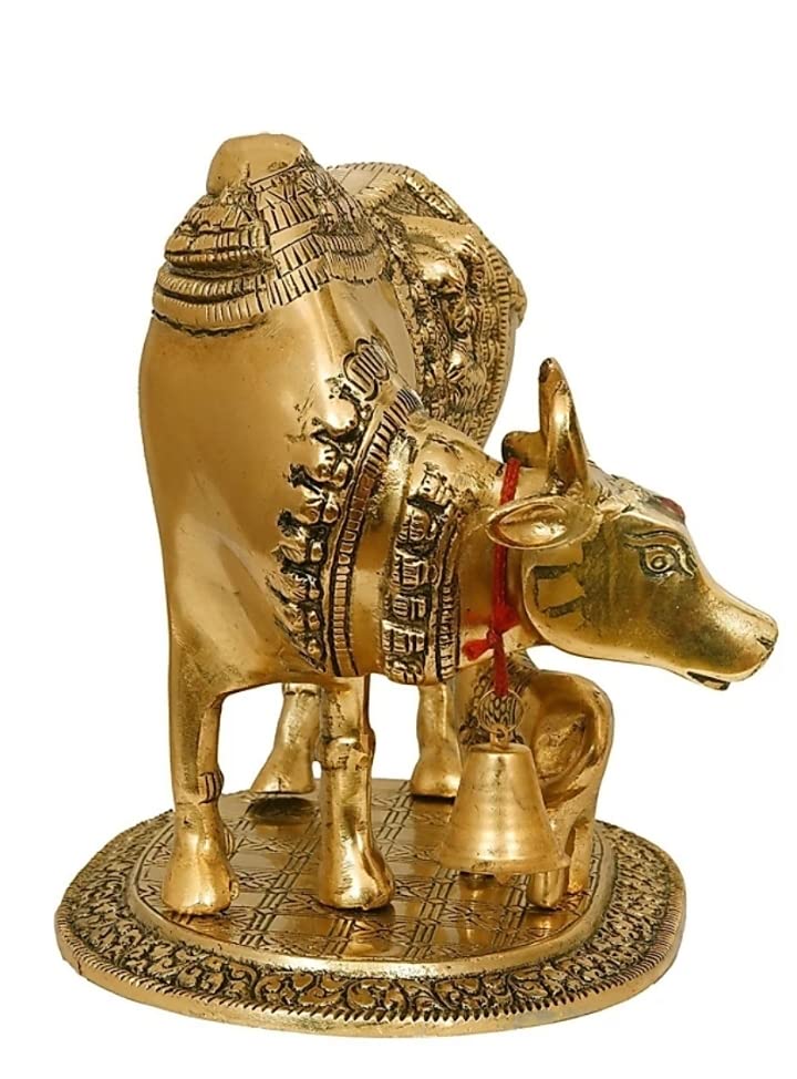 Kamdhenu Cow with Calf Brass Idol – Blessings of Prosperity, Wealth &amp; Positivity