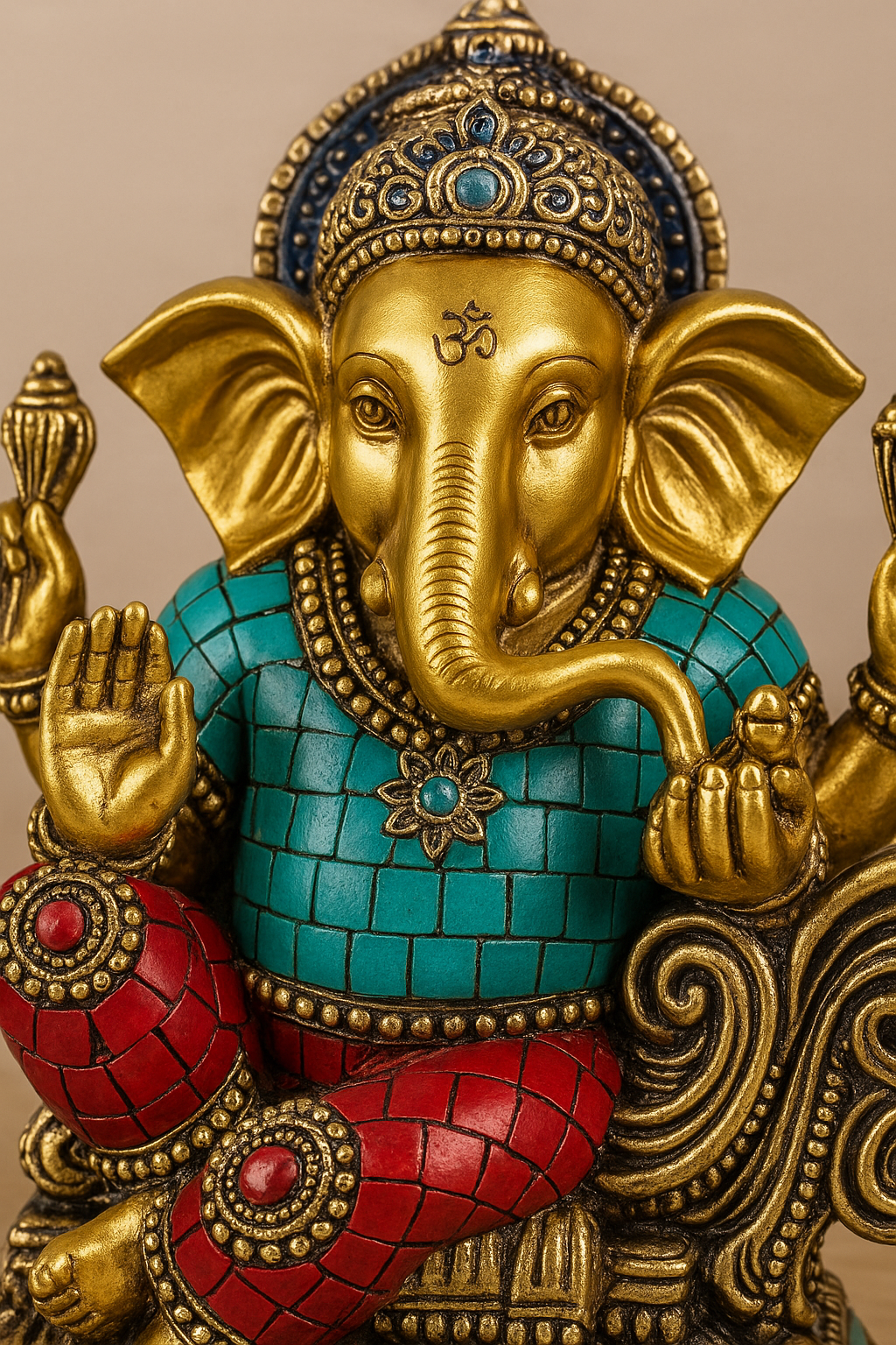 Lord Ganesha Idol 22 cm – Polyresin Ganpati Statue for Home Decor, Puja, Car Dashboard & Gift | Blessing Ganesh Murti Showpiece