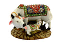 Cow Statue- Polyresin Decorative Marble Kamdhenu Cow and Calf Big Handcrafted Statue, 6-inch, Multicolour.