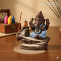 Handcrafted Meditation Monk Ganesha Smoke Backflow Cone Incense holder