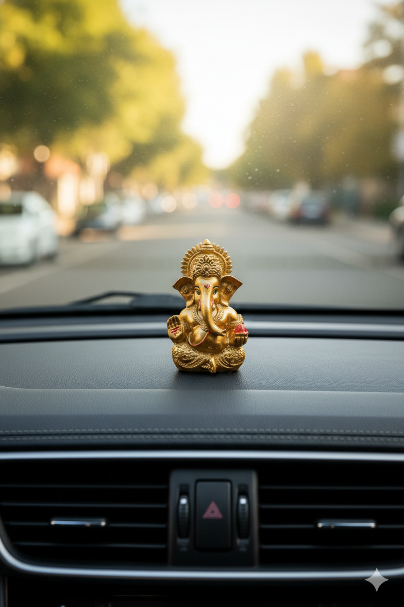 Car dashboard,  Pooja, Home and Office desk Ganesha ji statue, 3 inch, polyresin
