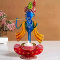 Handcrafted Metal Krishna Tealight Candle Holder – Traditional Rajasthani Art | Home Decor, Diwali Decoration, Festive Gifting