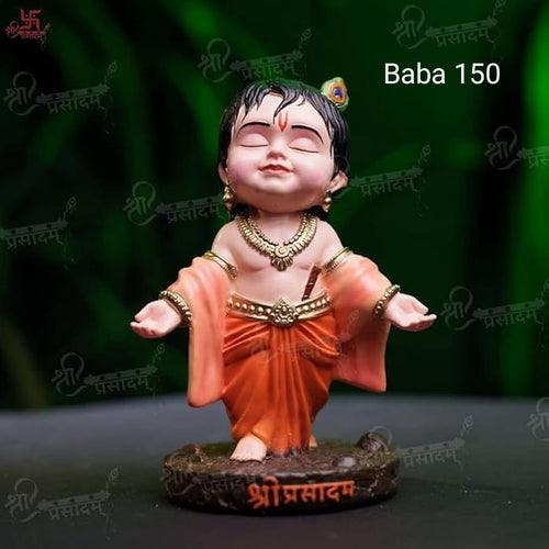 Cute Bal Krishna (Baba) Idol – Premium Resin Statue for Car Dashboard, Home Decor & Gifting