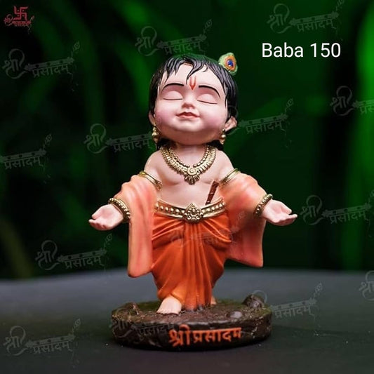 Cute Bal Krishna (Baba) Idol – Premium Resin Statue for Car Dashboard, Home Decor & Gifting